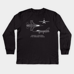 General Dynamics F-16 Fighting Falcon (white) Kids Long Sleeve T-Shirt